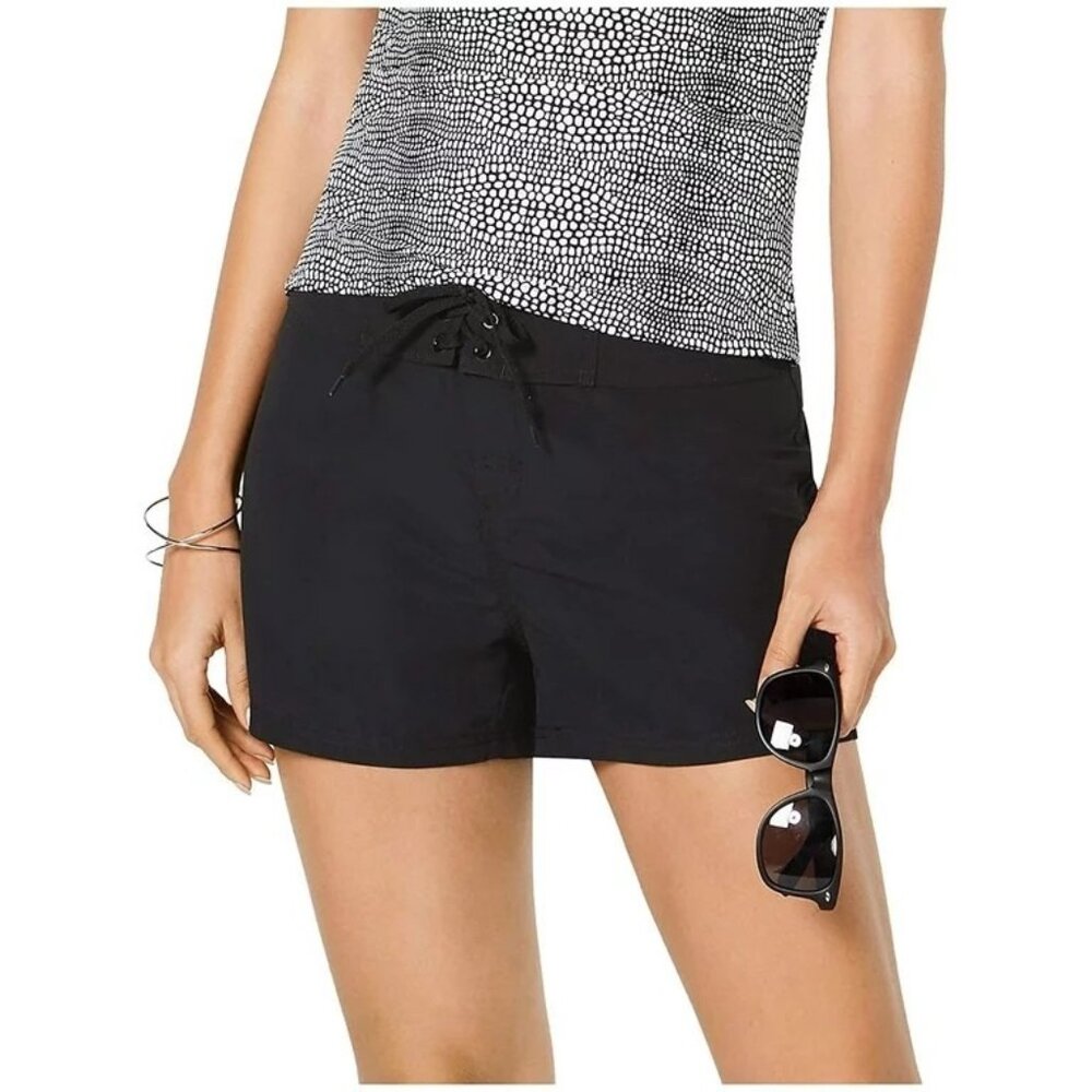 Island Escape Women's Lace-Up Swim Shorts in Black - Size 8